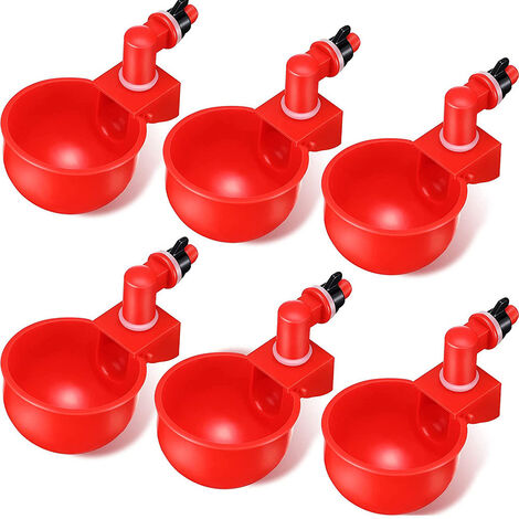 6pcs Forniture per abbeveratoi automatici di pollo Ciotole Ciotole di plastica, Distributori automatici di acqua per pollame Tazze automatiche per acqua potabile per pulcini Quaglia Anatre Uccello