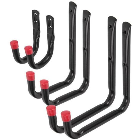 6Pcs Garage Storage Hooks Heavy Duty Steel Tools Hooks Wall Mount Utility Garage Hangers for Ladder Bikes Tools Garden Hose