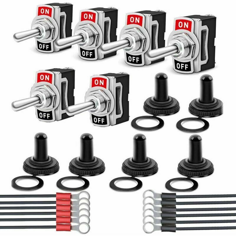 Lucky-88 - 6Pcs Interrupteur a Bascule Etanche, Auto Interrupteurs a Levier,AC 250V 6A on-off Interrupteur à 2 Positions 2 Broches avec Pré-Cablé,