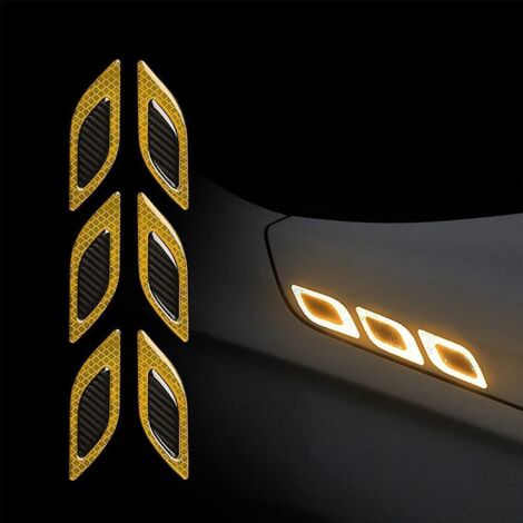 6pcs-jaune-autocollants De Dcoration De Voiture - Autocollants Rflchissants D'avertissement De Scurit - Autocollants Personnaliss Pour Tous Les Mo