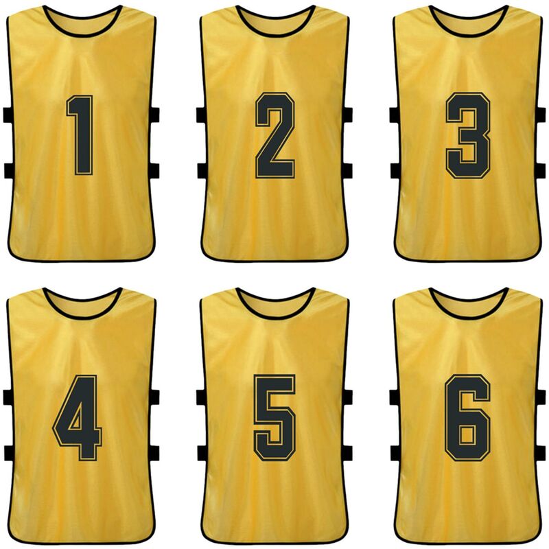 

6PCS Kid's Football Pinnies Jerseys de futbol de secado rapido Deportes juveniles Scrimmage Equipo de baloncesto Entrenamiento Baberos numerados