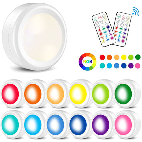 6Pcs LED Cupboard Lighting Battery Kitchen Timer Under Cabinet Lights with Remote Control