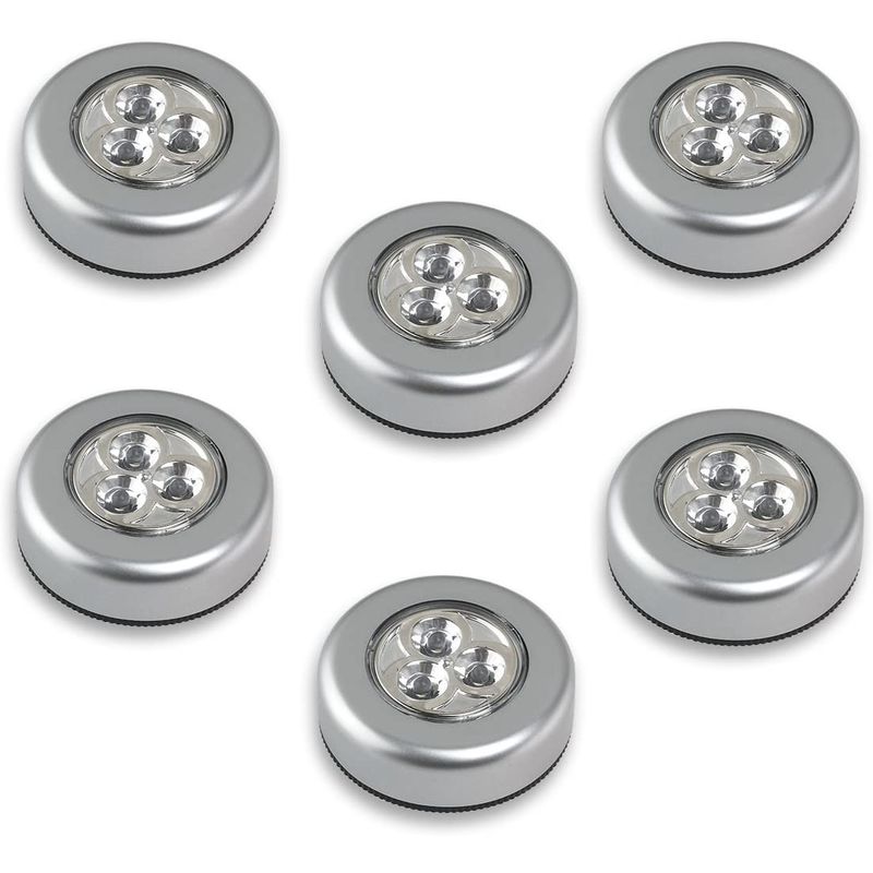 6pcs LED Touch Lighting Battery Operated Click Push Light Lamp (White Light) [Energy Class A +++]