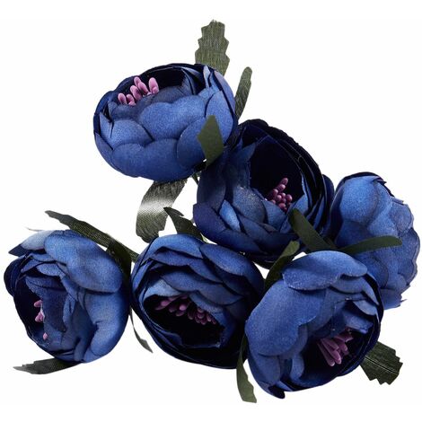 6Pcs/Lot Simulation Mariée En Soie Bouquet de Fleurs Tenant Des Fleurs Fleurs Décoratives (Coeur Violet Bleu Royal) Diamètre de La Simple D'Environ 4,5 Cm