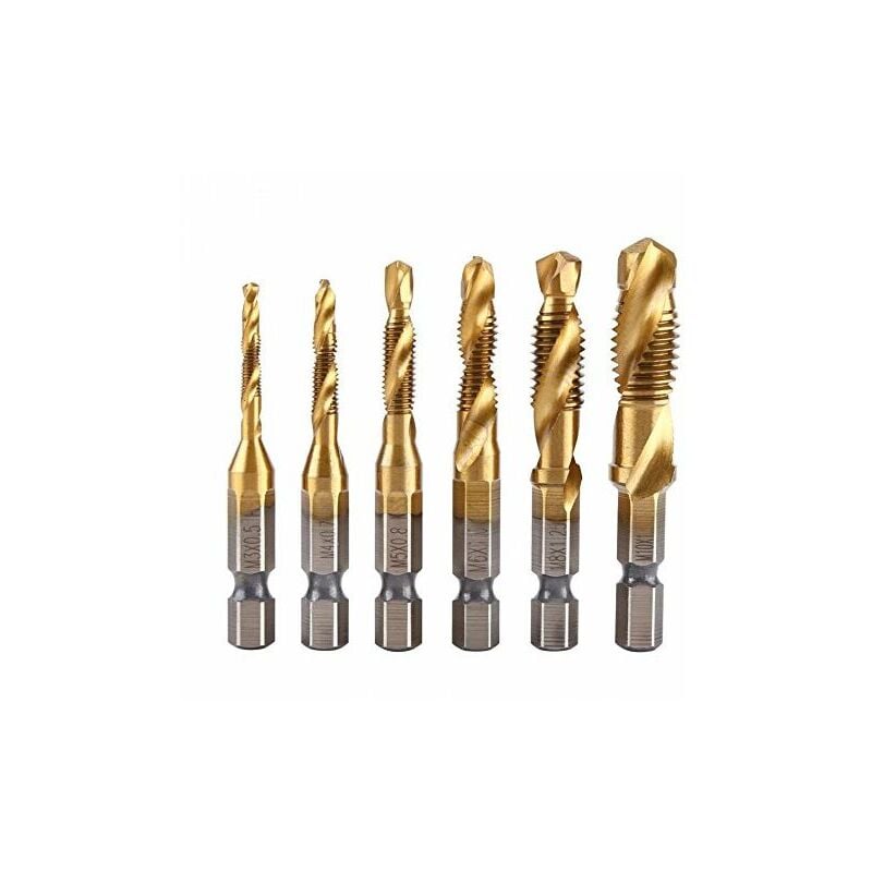 Hoopzi - 6pcs M3-M10 Hex Quick Change Screwdriver Drill Bit, Combination Drill Bits, Countersinks, Countersinks, Countersinks, 1/4' High Speed Steel