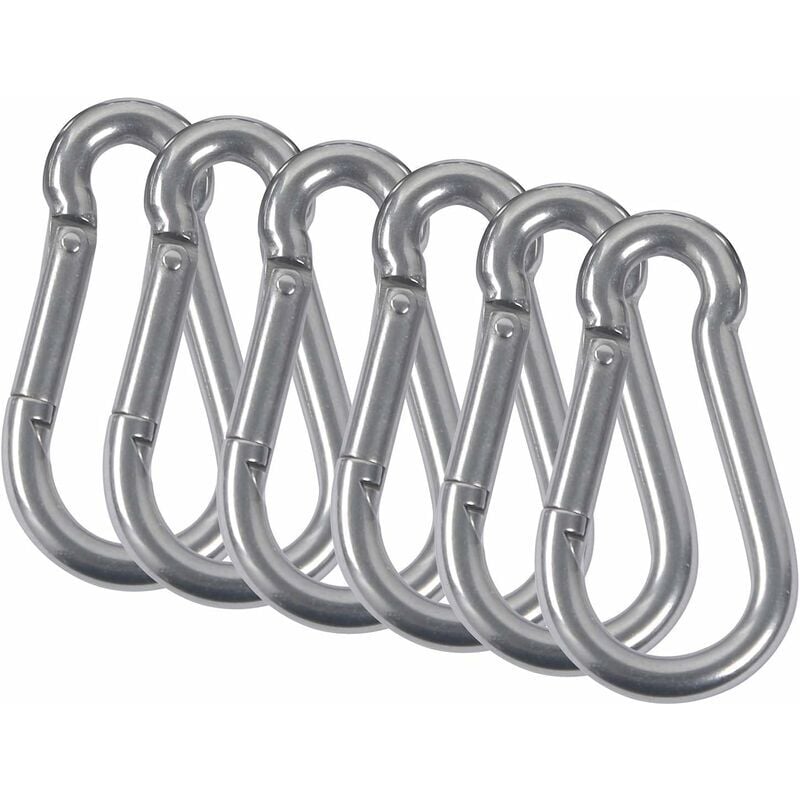 Alwaysh - 6Pcs M5 Carabiners 304 Stainless Steel Spring Loaded Fireman Carabiner with Attachment Carabiner for Camping Hiking Hammock Swing