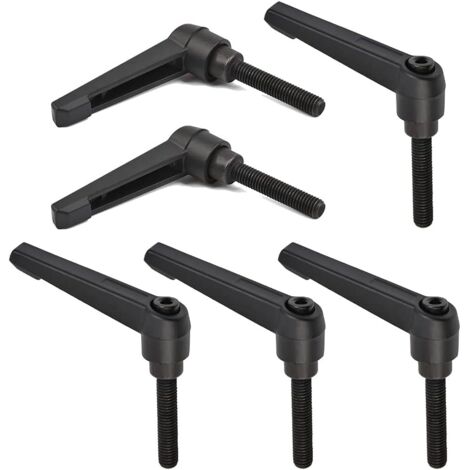 6PCS M8 Clamping Lever Handle, 32MM Adjustable Machine Handles M8 Stainless Steel Male Thread Handle (Black)