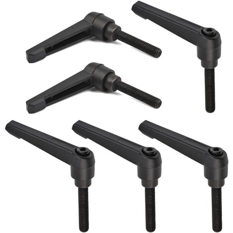 6pcs M8 Clamping Lever Handle, M8 Stainless Steel Male Thread Handle, Machine Adjustable Handles, 32mm (Black)