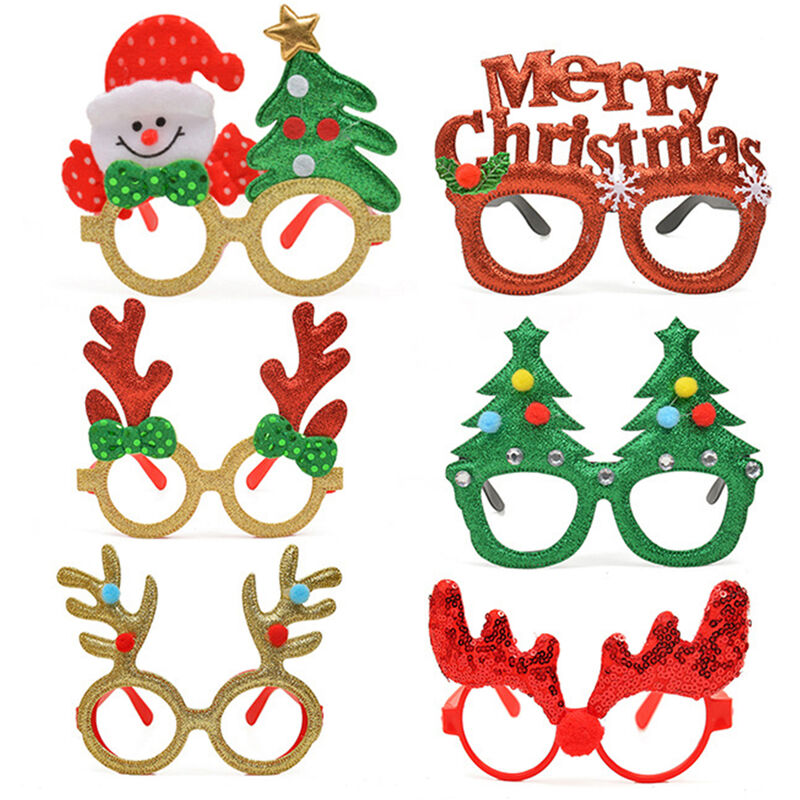 

Happyshopping - 6PCS Marco de gafas decorativo de Navidad Dibujos animados Adultos Ninos Marco de gafas Marco de anteojos de Navidad Decoracion