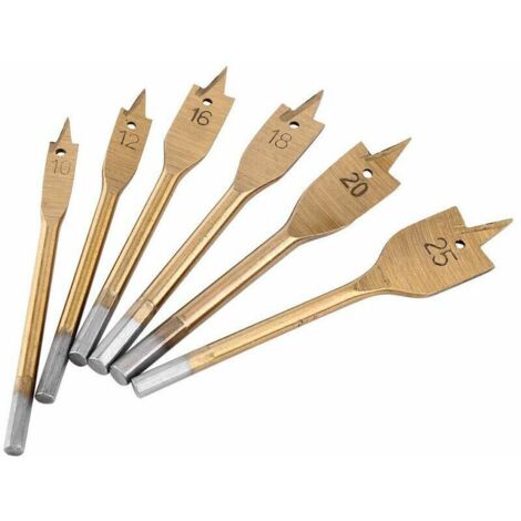 6pcs Mèches Plates Pelle Foret Haute Ten Pelle Pale Bits Travail du Bois Forage Plat Outils de Perçage 10-25 mm