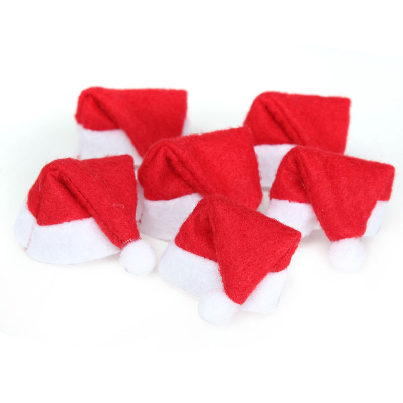 

6Pcs Mini Santa Christmas Hat Cover Case Lollipop Candy Candy Deco Diy Hasaki