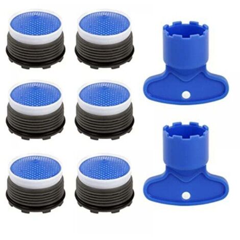 6pcs, Mousseur M18.5,Embout Cuisine Salle de Bain, Aerateur de Robinet d'evier Plastique pour Économiseur l'eau avec 2 Clé