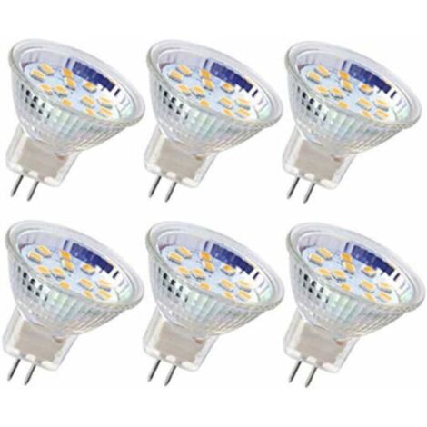 6pcs MR11 LED bulb GU4 spotlight bulb 3W 18LEDs 20W halogen equivalent non-dimmable 12V AC/DC LED bulb for home landscape pathway lighting (Warm White)