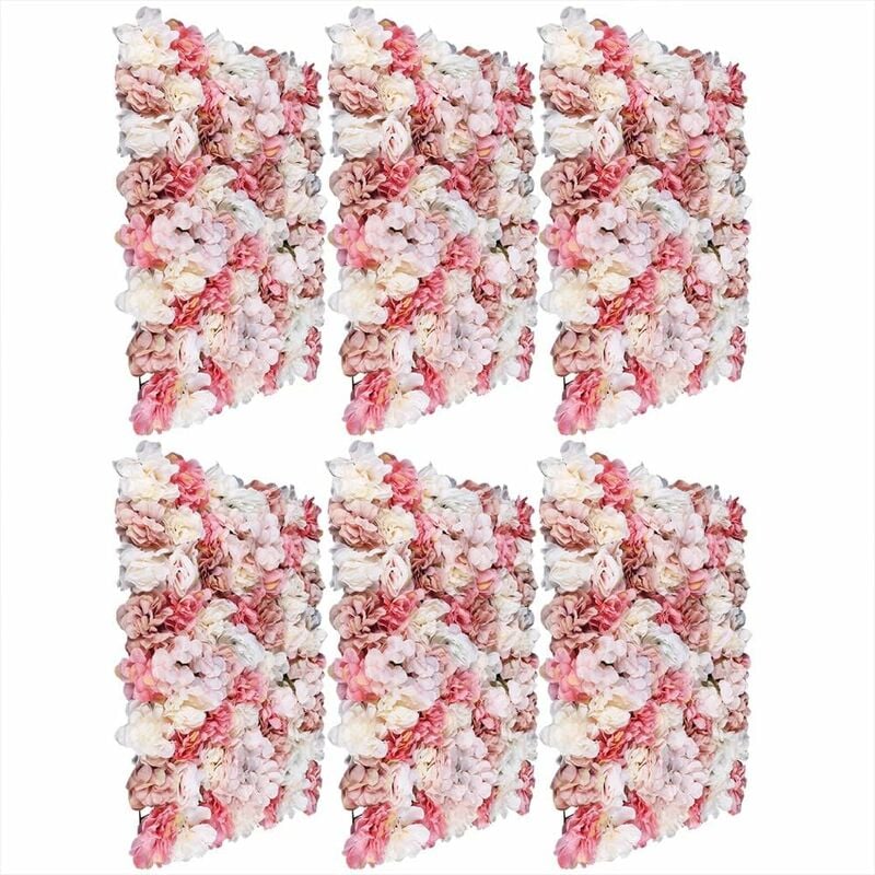 Gojoy - 6pcs mur de fleurs artificielles mur rose fleurs artificielles décoration murale pour vitrine de mariage balcon fond Dahlia + Rose + hortensia