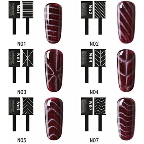 6PCS Nail Cat Eye Bâton Magnétique 3D,