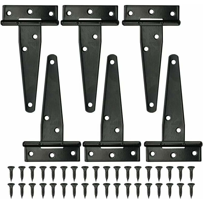 6PCS Nero T Cerniere 4 Pollici Barn Door Cerniere