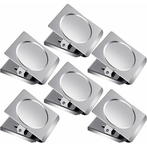 6pcs Oversized Magnetic Clip Stainless Steel Heavy Duty Metal Clip  6 Stationery Square Metal Magnetic Clip 6pcs Stainless Steel Metal Clip Square Magnetic Clip