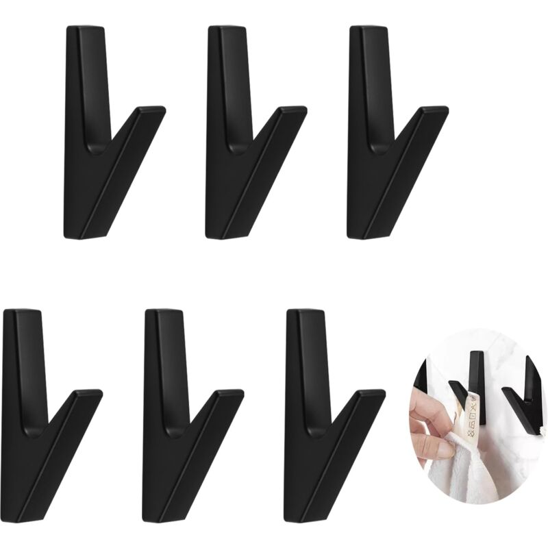 Linghhang - 6PCS) patere murale salle de bain,porte manteau mural,crochet salle de bain- Noir