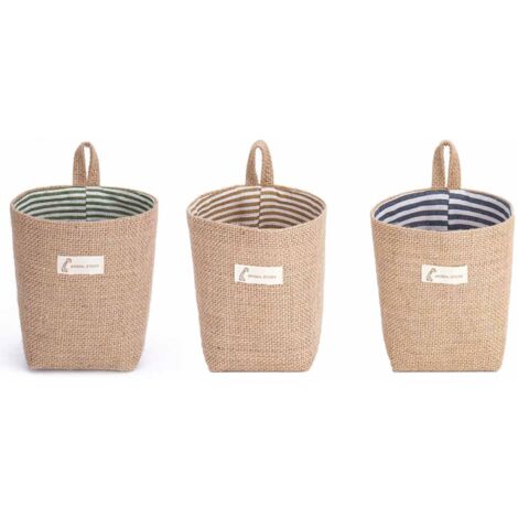 6pcs-petits paniers de rangement pliables en coton et lin avec poignée pour jouets, maquillage, clés, petits objets，Idéal pour un usage domestique