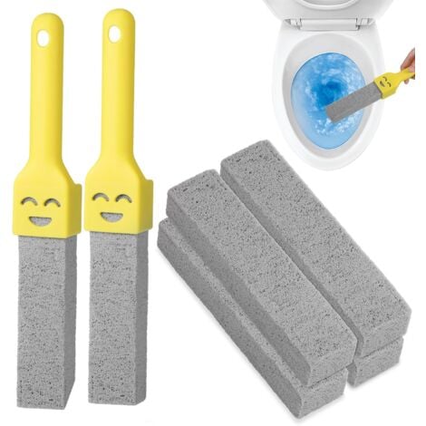 LONGZIMING 6Pcs Pierre Ponce Brosse WC, Brosse de Nettoyage Pierre Ponce avec Deux Poignées, Remplaçable Brosse Piscine Pierre Ponce pour Enlever Le Calcaire des Toilettes, Produits de Nettoyage