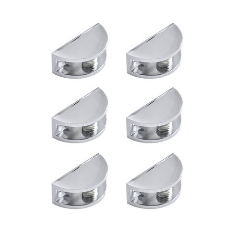 6PCS Pince à verre rectangulaire, pince à verre stratifié salle de bain mur garde-robe fixation pince à verre, convient 5-8mm