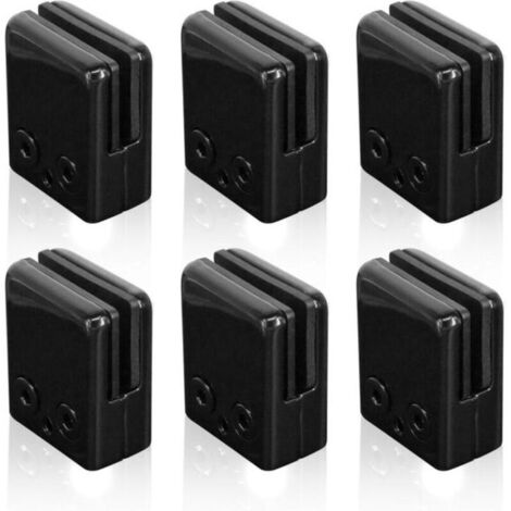 6pcs Pinces En Verre Noir 6-8mm,Acier Inoxydable 304 Clips En Verre RéGlables Support En Verre à Dos Plat Pour Balustrade Escalier