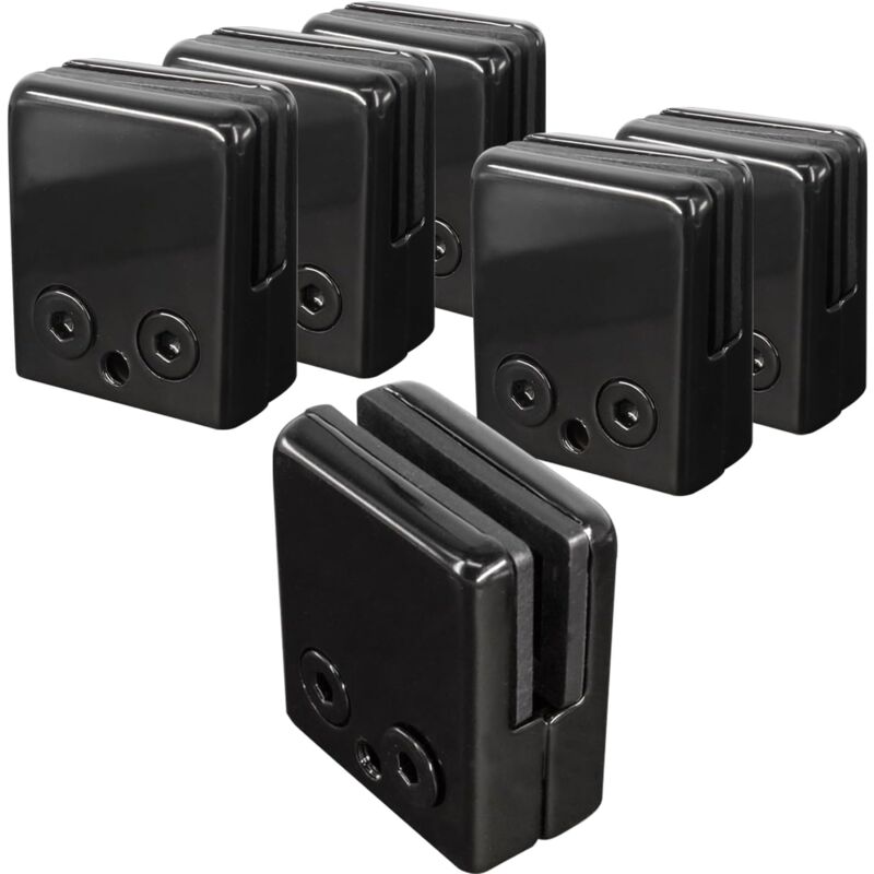 6pcs Pinces En Verre Noir 8-10mm,Acier Inoxydable 304 Clips En Verre RéGlables Support En Verre à Dos Plat Pour Balustrade Escalier Main Courante,