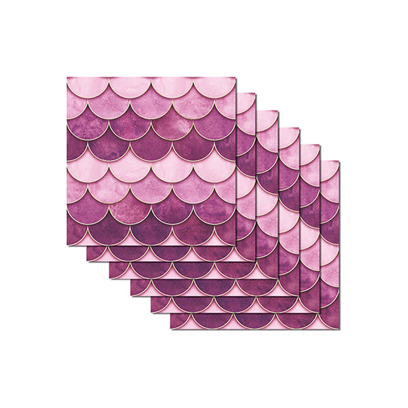 6pcs Pink Fish Scales (15x15CM) - Tile Stickers for Kitchen, Living Room, Bathroom and Home Decor Self-Adhesive pvc