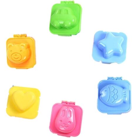 6pcs Plastique Moule à Oeuf, moules de cuisson pour œufs Bouillir Oeuf Sushi Riz Moule Bento Maker Sandwich Cutter.(5x4.5x5CM)-Fei Yu