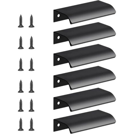 6pcs Poignée d’Armoire, Invisible Poignées Meuble Tiroir, Poignées de porte Dissimulées Poignée Encastrée Affleurante Pour tiroirs portes d'armoires,Commode, Distance du Trou-64mm