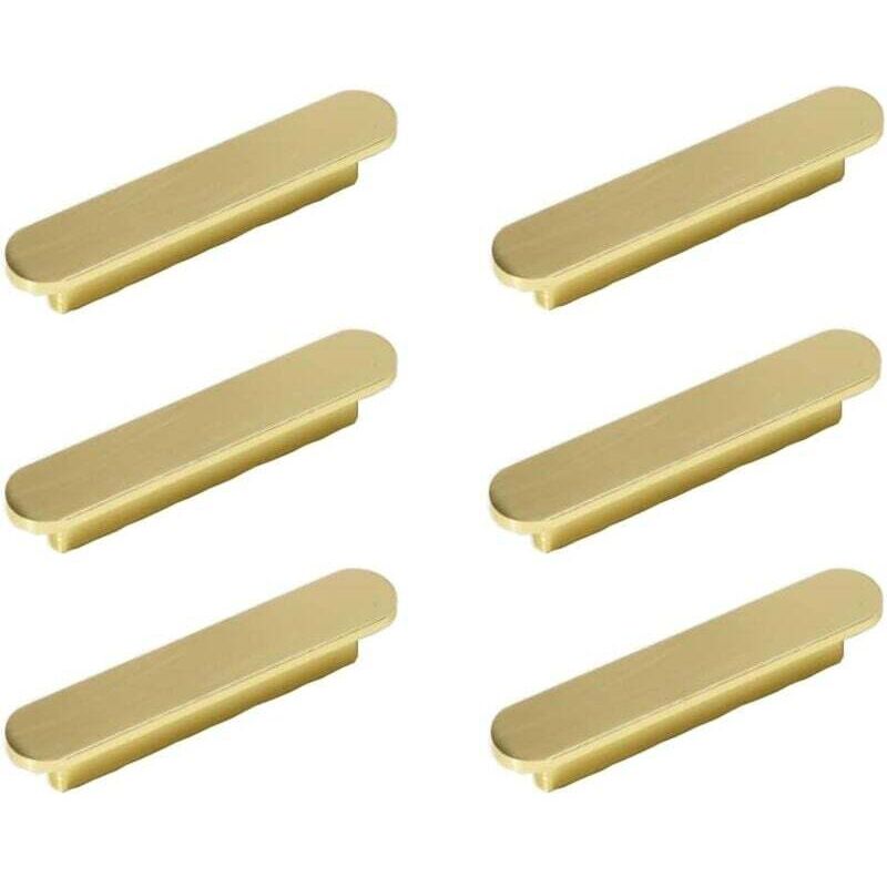 6pcs poignées Laiton Brossé Poignee de Meuble Cuisine Or -poignées de placard Poignée de Meuble en Laiton Brossé Entraxe 64mm