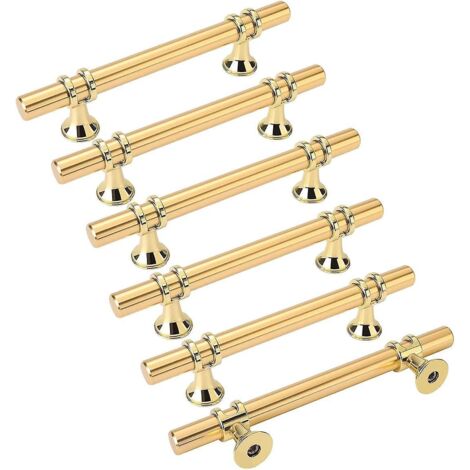 6pcs Poignes De Meuble Dores Poigne Dore - Poigne De Porte De Cuisine Poignee Tiroir Laiton Poignes Dores Meuble Entraxe 96mm
