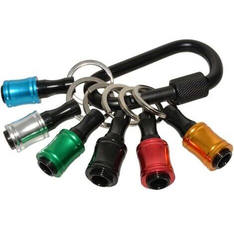 6PCS Porte-embouts de Tournevis à Tige Hexagonale 1/4 Pouce Barre d'extension Portable avec Porte-clés et Rapide à Changer du Foret avec Mousqueton Noir