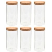 6pcs Pots de conservation en verre et couvercle en liège 1100ml