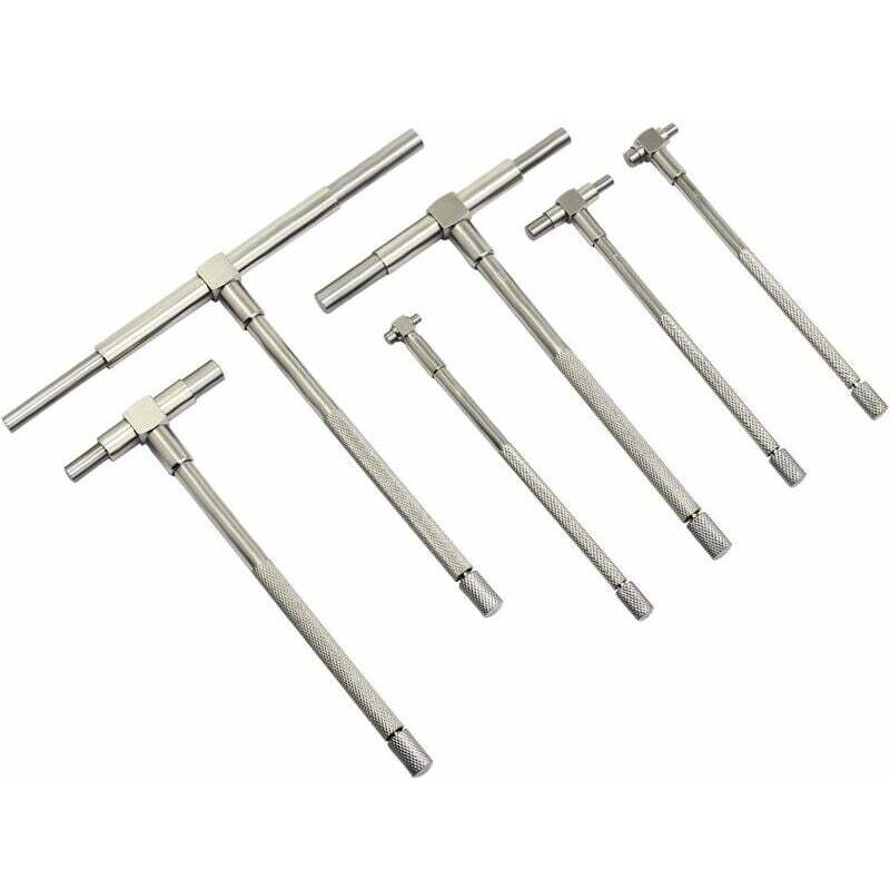 Sunxury - 6PCS Précision Télescopique Jauge,8-150 mm Micromètre Interne Mesure Alésage Kit,Dispositif d'inspection réglementaire,argent,six pièces