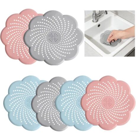 6PCS Protection de Drain. Filtre Evier de Cuisine avec Ventouse Filtre de Couverture de Drain de Baignoire Attrape Cheveux Douche pour Salle de Bain. Baignoire. Cuisine