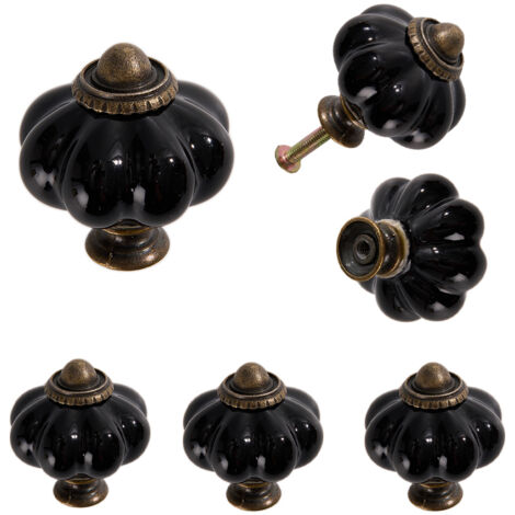 6Pcs Pumpkin-shaped Ceramic Furniture Knobs