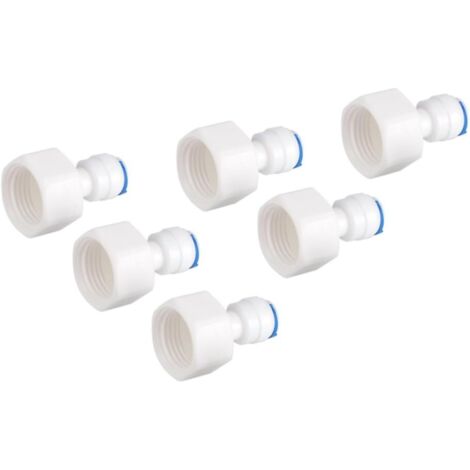 6Pcs Purificateur d'eau Accessoires Femelle Adaptateur 1/4 Tube OD à 1/2 Femelle Poussée en Rapide Connecteur pour Filtre À Eau Osmose Inverse