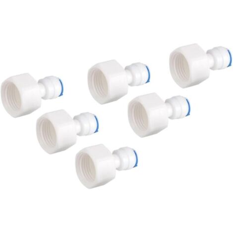 6Pcs Purificateur d'eau Accessoires Femelle Adaptateur 1/4 Tube OD à 1/2 Femelle Poussée en Rapide Connecteur pour Filtre À Eau Osmose Inverse