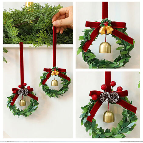 6PCS PVC Christmas Wreath Home Decoration Pendant Bell & Pinecone 3 Of Each Type
