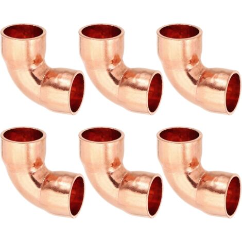 6pcs Raccord Coudé en Cuivre pour Tuyaux Gaz, 12.7mm Tuyau d'Arrosage Durite Essence, Raccords Tuyauterie à Pression HVAC Climatisation Plomberie, Épaisseur 1mm - 1/2"