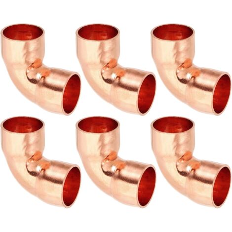 6pcs Raccord Coudé en Cuivre pour Tuyaux Gaz, 8mm Tuyau d'Arrosage Durite Essence, Raccords Tuyauterie à Pression HVAC Climatisation Plomberie, Épaisseur 0.8mm - 1/2"