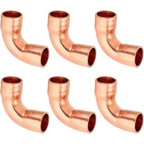 6pcs Raccord Coudé en Cuivre pour Tuyaux Gaz, 8mm Tuyau d'Arrosage Durite Essence, Raccords Tuyauterie à Pression HVAC Climatisation Plomberie, Épaisseur 0.8mm - 1/4"