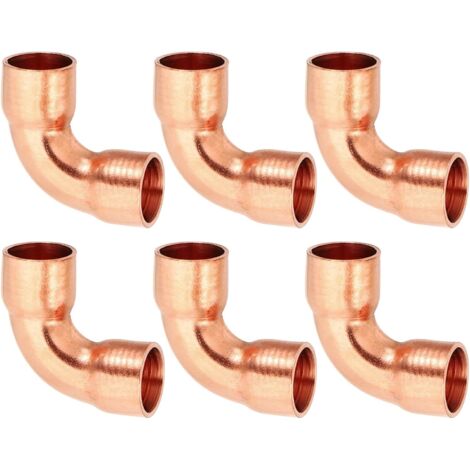 6pcs Raccord Coudé en Cuivre pour Tuyaux Gaz, 8mm Tuyau d'Arrosage Durite Essence, Raccords Tuyauterie à Pression HVAC Climatisation Plomberie, Épaisseur 0.8mm - 5/16"
