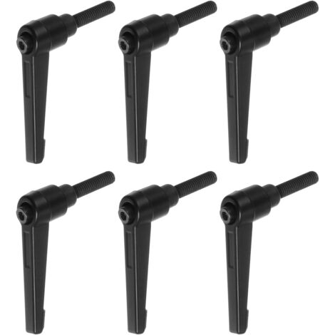 6pcs Réglable Serrage Levier Poignées M6 x 20mm Homme Filetage Fileté Goujon Boulon Boutons Rotatif Vis Verrouillage Rapide Libérer Cliquet Pousser Bouton Poignée, Noir