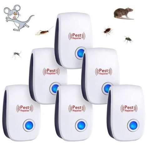 6pcs Répulsif à Ultrason Antiparasitaire, Intérieur, Appareil Anti Moustique/Souris/Cafards/Rongeurs/Fourmis/Araignées/Insectes AIPERQ