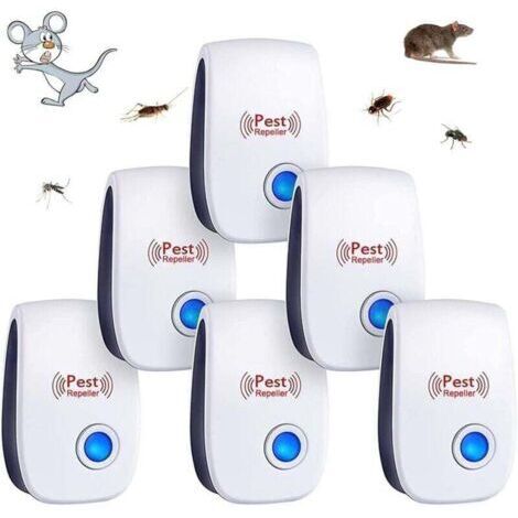 6pcs Répulsif à Ultrason Antiparasitaire, XU, Intérieur, Appareil Anti Moustique/Souris/Cafards/Rongeurs/Fourmis/Araignées/Insectes