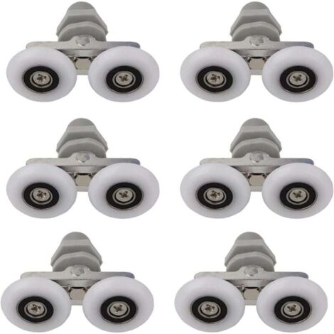 6PCS rouleaux de porte de douche, roues de porte de douche coulissantes de 25 mm, pour poulies à rainure coulissante portes en verre incurvées de 4 à 6 mm, trous de verre de 10 à 14 mm