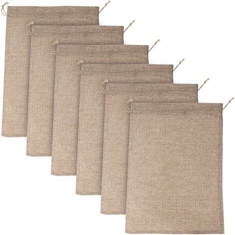 6Pcs Sacs de Course de Sacs de Pommes de Terre en Toile de Jute Sacs de Culture de Plantes Réutilisables Porte-Légumes Racines Sacs de Stockage de Nourriture en Corde de Jute 30✖️20cm MINKUROW