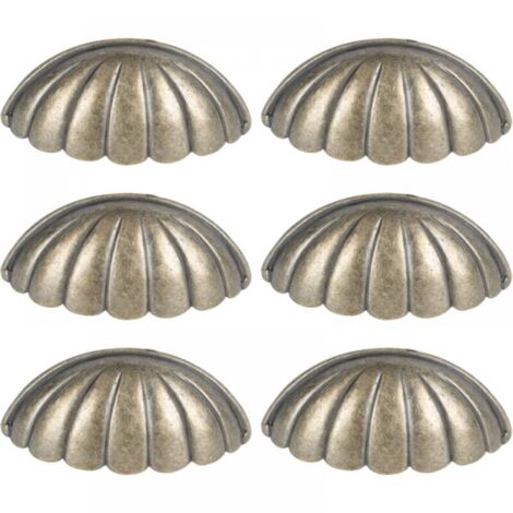 6PCS Seashell Knobs Nautical Door Handle Vintage Cabinet Drawer Cupboard Pull Sea Drawer Knobs Dresser Knobs Handles for Kitchen Furniture Wardrobe Cupboard